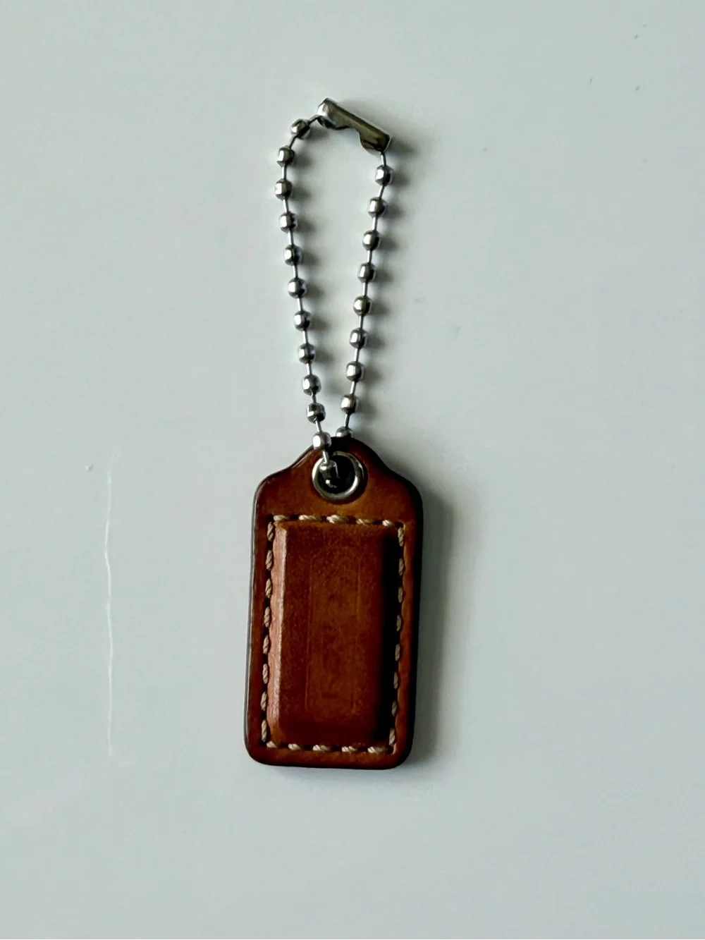 Vintage Coach Brown Leather Hangtag Replacement Charm Fob Nickel Silver MINI